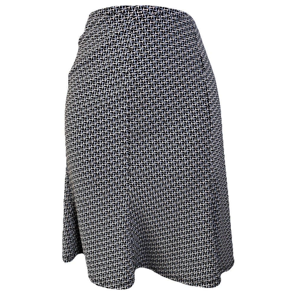 Express Skirt Womens S Black Blue Geometric Zigzag A-Line Midi Professional Work